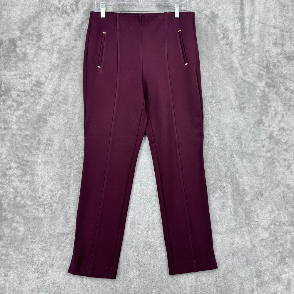 Chicos Pants Womens 0.5 US 6 Juliet 360 Trim Ankle Ponte‎ Knit Front Seam Maroon